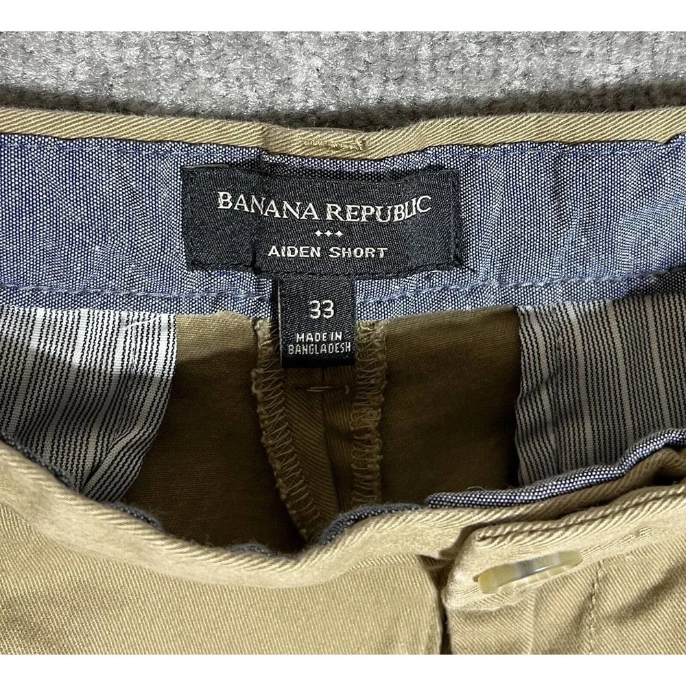Banana Republic Aiden Chino‎ Shorts Mens Size 33 Stretch Acorn Brown Pockets